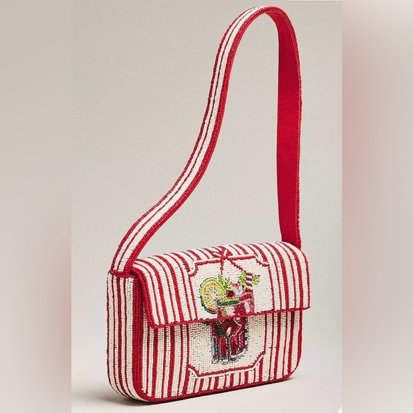 Anthropologie Handbags - Anthropologie The Fiona Beaded Bag Red and White